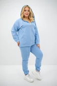 Kadın Büyük Beden Kapüşonlu Fermuar Detaylı Eşofman Takımı 8130-25 - 9
