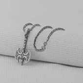 Çift Taraflı Balta Tasarımlı Kalın 925 Ayar Gümüş Kolye thumbnail 1