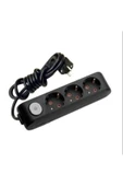 VİKO Multi-let Üçlü Priz ( 3 Lü ) Anahtarlı Topraklı Çocuk Korumalı Kablolu Grup Priz 02 Metre Siyah - 1
