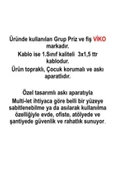 VİKO Ekonomik Siyah 5'li Topraklı Çocuk Korumalı Grup Priz 2 Metre Kablo - 3