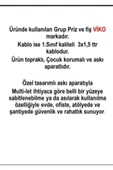 VİKO Ekonomik Siyah 5'li Topraklı Çocuk Korumalı Grup Priz 1 Metre Kablo - 2