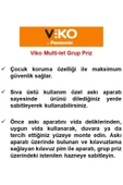 VİKO Viko Siyah Set Multi-Let 2'Li Topraklı Çocuk Korumalı Grup Priz -5 Metre + 3'Lü Yonca Fiş-Priz - 3