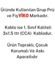 VİKO Ekonomik Siyah 3'lü Anahtarlı Topraklı Çocuk Korumalı Grup Priz 10 Metre Kablo - 2