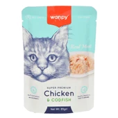 Wanpy 85 gr Pouch Tavuklu & Morina Balıklı Yaş Kedi Maması - 1