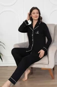 Alimer 2782 Siyah Önden Düğmeli Lohusa Pijama Tk - 1