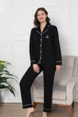 Alimer 2782 Siyah Önden Düğmeli Lohusa Pijama Tk - 2