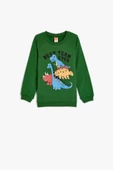 Koton Erkek Bebek Dinozorlu Sweat Uzun Kollu Bisiklet Yaka Şardonlu Pamuklu - 1