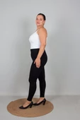 Büyük Beden Toparlayıcı Çelik Penye Tayt Siyah - 5