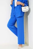 Geniş Paça Beli Lastikli Pantolon Saks - 1