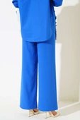 Geniş Paça Beli Lastikli Pantolon Saks - 3