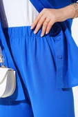 Geniş Paça Beli Lastikli Pantolon Saks - 4
