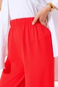 Geniş Paça Beli Lastikli Pantolon Kırmızı - 4
