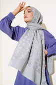 Asimetrik Desen Jakar Şal Gri - 63 thumbnail 2
