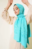 Asimetrik Desen Jakar Şal Turkuaz - 118 thumbnail 2