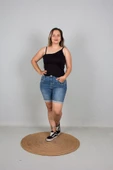 Büyük Beden Kadın Giyim Asimetrik Askılı Viskon Siyah Body - 7