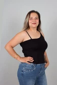 Büyük Beden Kadın Giyim Asimetrik Askılı Viskon Siyah Body - 4