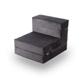 Valeria Kadife Katlanır Yatak Olabilen Tek Kişilik Koltuk Antrasit Tek - 3