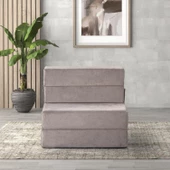 Valeria Kadife Katlanır Yatak Olabilen Tek Kişilik Koltuk Açık Gri Tek - 2