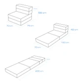 Valeria Kadife Katlanır Yatak Olabilen Tek Kişilik Koltuk Açık Gri Tek - 6