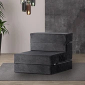 Valeria Kadife Katlanır Yatak Olabilen Tek Kişilik Koltuk Açık Gri Tek - 7