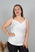 Büyük Beden Saten Degaje Yaka Bluz Renkli B109 - 6
