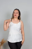 Büyük Beden Saten Degaje Yaka Bluz Renkli B109 - 8