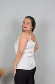 Büyük Beden Saten Degaje Yaka Bluz Renkli B109 - 7