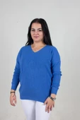 Büyük Beden Sırt Örgü Detaylı Fitilli Bluz Renkli B072 - 4