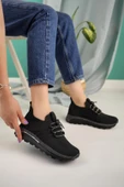 Kadın Bağcıklı Taşlı Triko Kadın Sneaker - 7