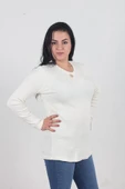 Büyük Beden V Yaka Fitilli Penye Bluz Renkli Bz052 - 8