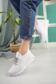 Kadın Bağcıklı Taşlı Triko Kadın Sneaker - 1