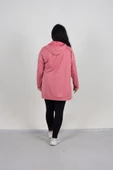Büyük Beden Taş Detaylı Kapşonlu Tunik Sweat Pembe - 4