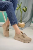 Kadın Bağcıklı Taşlı Triko Kadın Sneaker - 4