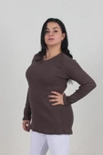 Büyük Beden V Yaka Fitilli Penye Bluz Renkli Bz052 - 3