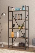 Wood House - Deniz Metal 5 Raflı Kitaplık-ceviz - 2