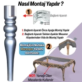 4 Adet Marina Masa Dresuar Ayağı 72 cm Plastik Ayak Gümüş Gri Mutfak Yemek Masası Mobilya Ayakları - 5