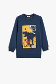 Koton Erkek Çocuk Sweatshirt Dinozor Baskılı Bisiklet Yaka Uzun Kollu Şardonlu - 1