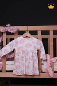 Babyhola Kız Bebek Gül Desenli Bandanalı Elbise 23599 - 2