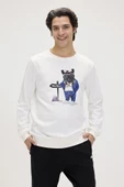 Bad Bear Panther Crewneck Off White Erkek Beyaz Bisiklet Yaka Sweatshirt thumbnail 2