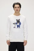 Bad Bear Panther Crewneck Off White Erkek Beyaz Bisiklet Yaka Sweatshirt thumbnail 1