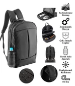 Notebook Laptop Dizüstü Bilgisayar Sırt Çantası 16" inç - 602 Siyah - 8