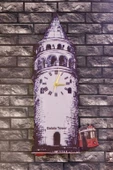 Nostalji Sallanan Sarkaçlı Galata Kulesi Duvar Saati - 1