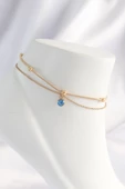 316L Çelik Gold Renk Nazar Boncuklu 2li Çapraz Halhal - EBJ240822W26451 - 1