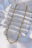 316L Çelik Gold Renk Baget Taşlı İtalyan Zincir Kolye - EBJ240822W26876 thumbnail 2