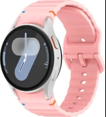 Samsung Samsung Galaxy Watch 4 5 6 7 FE 40 44 Classic 42 43 46 47 mm Kordon Dekoratif Örgü Çizgili Spor Silikon Kayış - 3