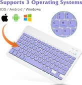 Hometech Alfa 10BT Business 10.4" Uyumlu Kablosuz Bluetooth Şarj Edilebilir Klavye - Mor thumbnail 3