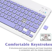 Hegitech Pro 7 7" Uyumlu Kablosuz Bluetooth Şarj Edilebilir Klavye - Mor - 6