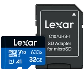 LEXAR 32GB LSDMI32GBB633A 633X MIKRO SDHC UHS-I WITH SD ADAPTER 100MB/S OKUMA 20MB/S YAZMA C10 A1 V10 U1 - 1