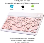 Samsung Galaxy Tab A SM-T282 7" Uyumlu Kablosuz Bluetooth Şarj Edilebilir Klavye - Pembe - 3