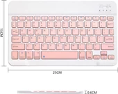 Hometech Alfa 10 MB 10" Uyumlu Kablosuz Bluetooth Şarj Edilebilir Klavye - Pembe - 6